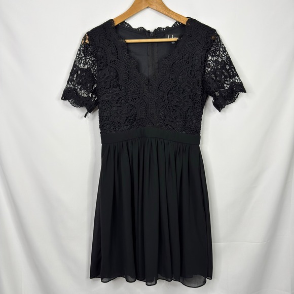 Lulus Angel in Disguise Black Lace Skater Dress Size S - Picture 4 of 9